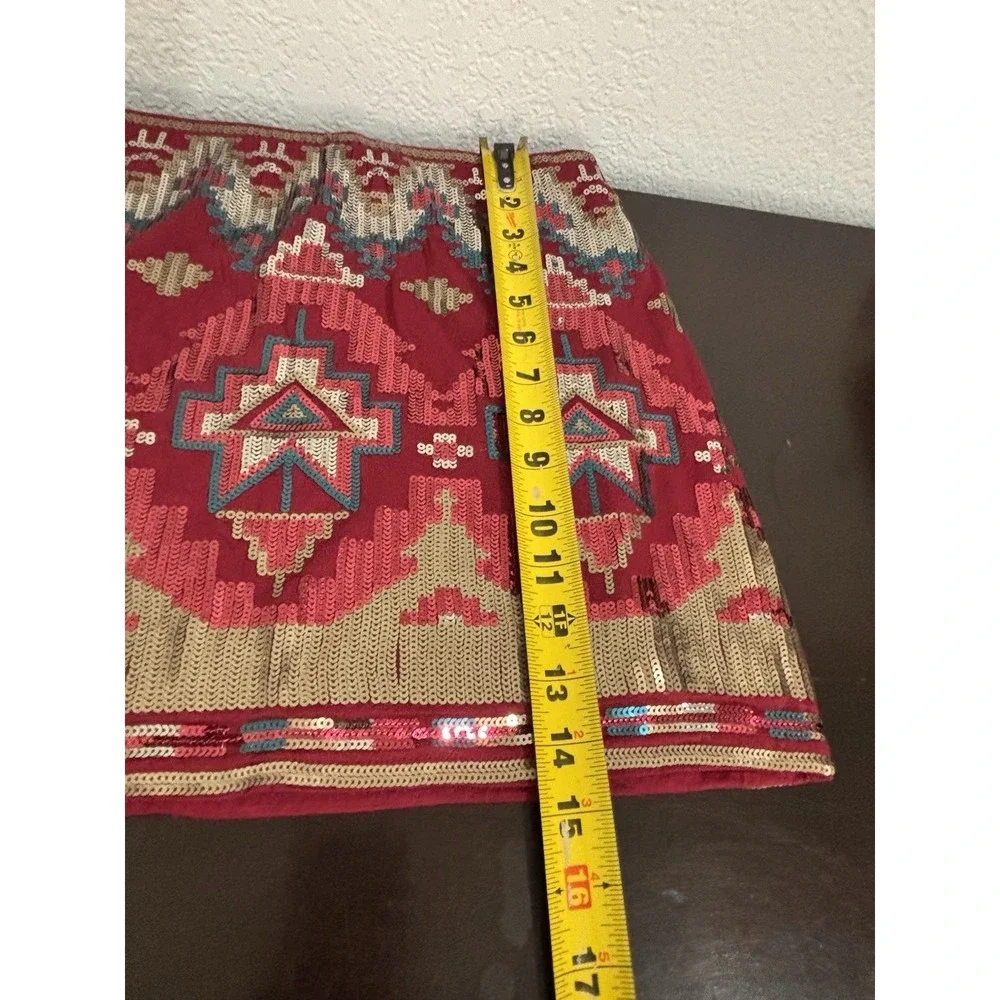 Sequin Aztec Skirt Size M ‎ Red Silver Gold And Blue NWT